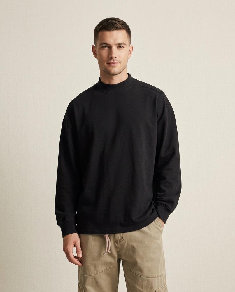 Lands Fashion - Yokud | Mock Neck Relaxed Fit Sweatshirt Men