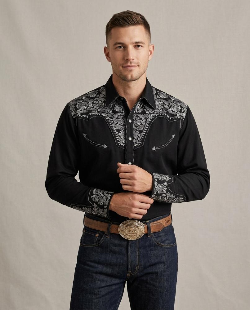Lands Fashion - Tikot | Embroidered Western-Style Shirt Men