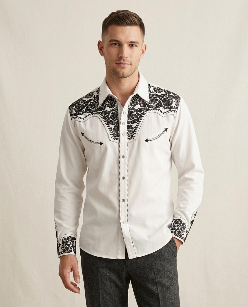 Lands Fashion - Tikot | Embroidered Western-Style Shirt Men