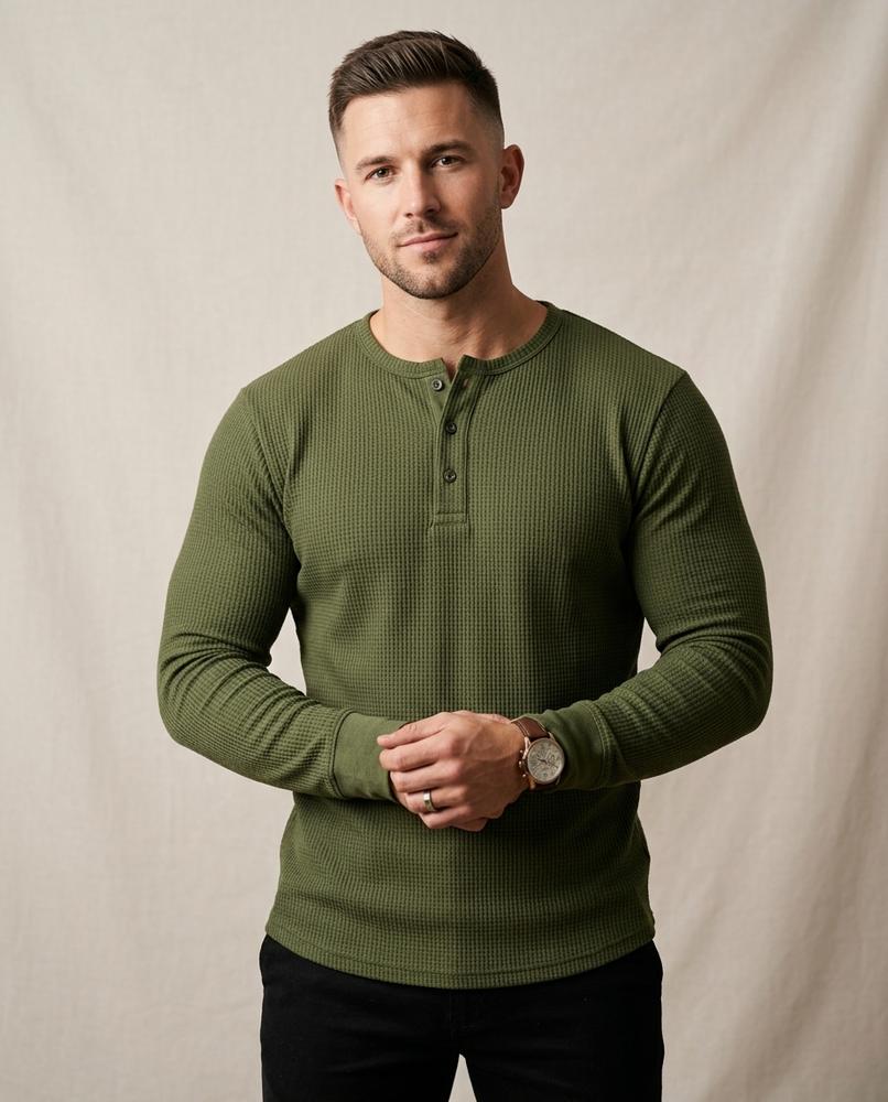 Lands Fashion - Notat | Waffle-Knit Long-Sleeved Shirt Men