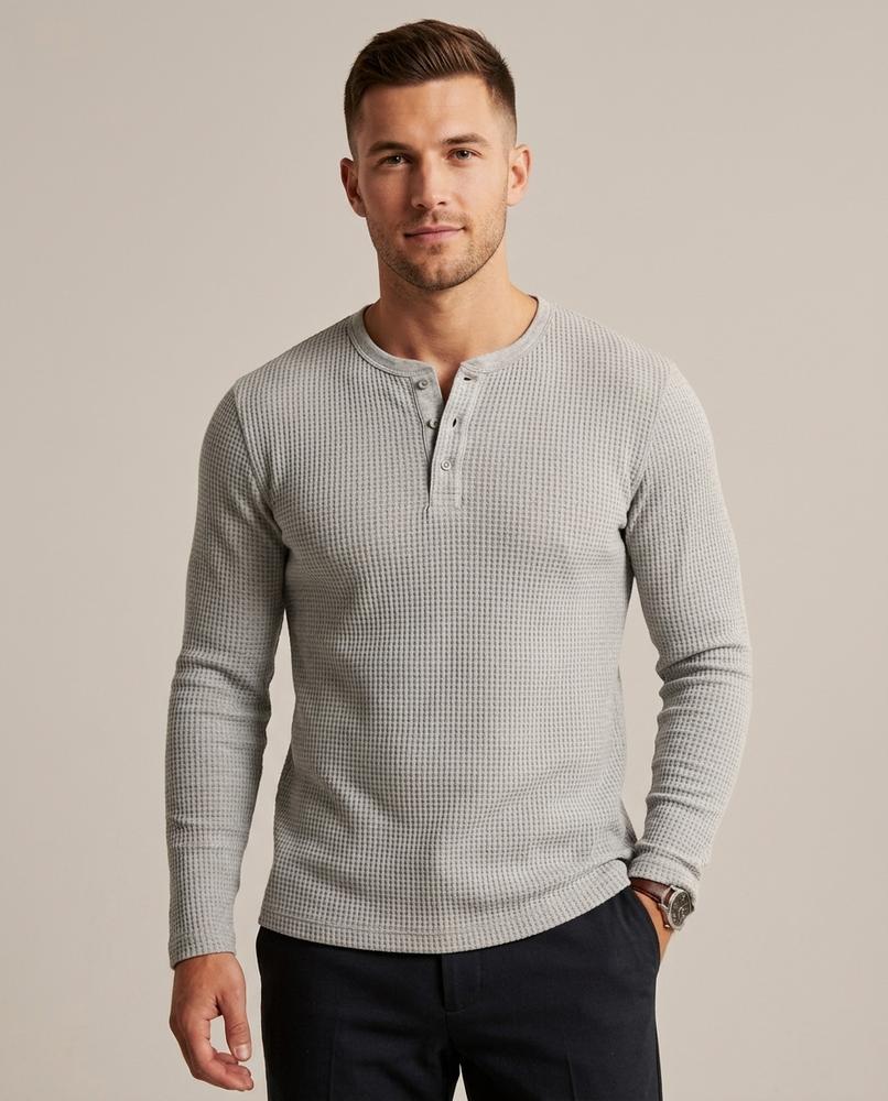 Lands Fashion - Notat | Waffle-Knit Long-Sleeved Shirt Men