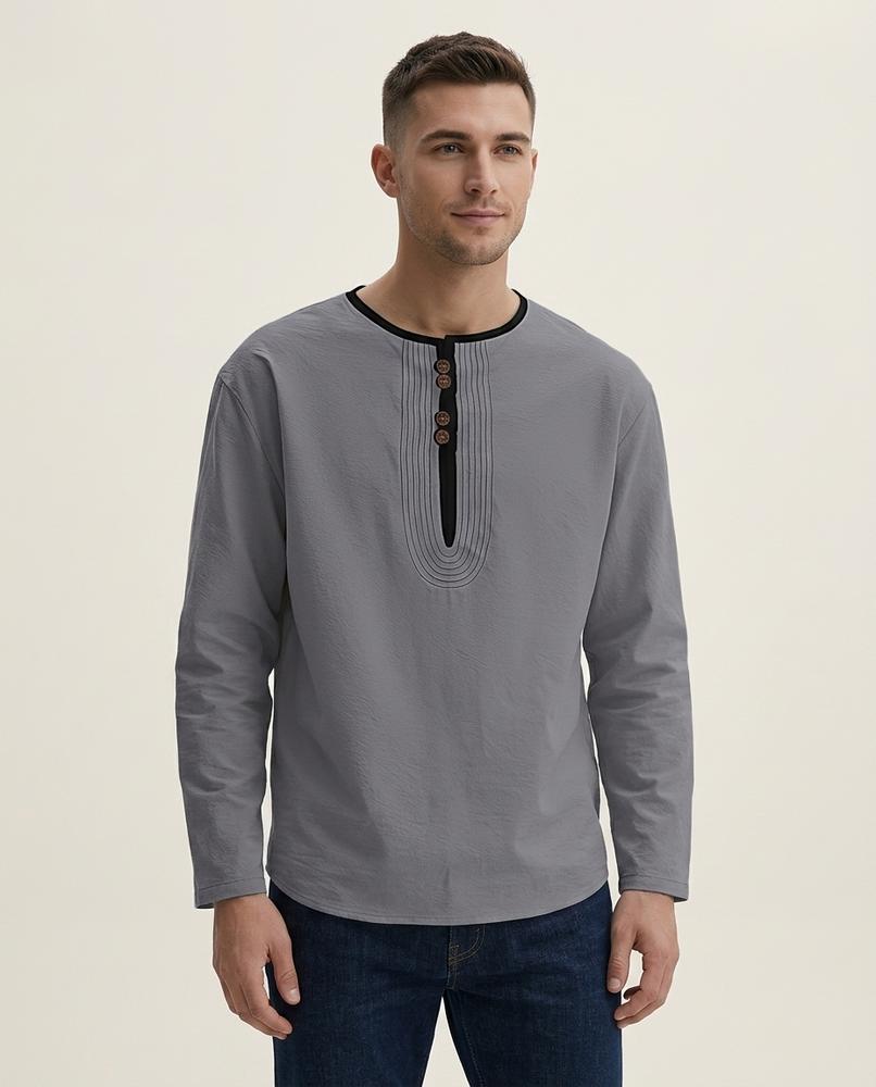 Lands Fashion - Lihot | Henley Neck Long-Sleeved Tunic Men