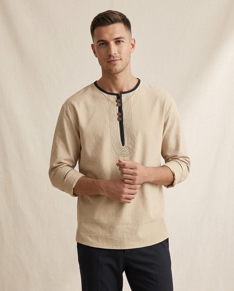 Lands Fashion - Lihot | Henley Neck Long-Sleeved Tunic Men