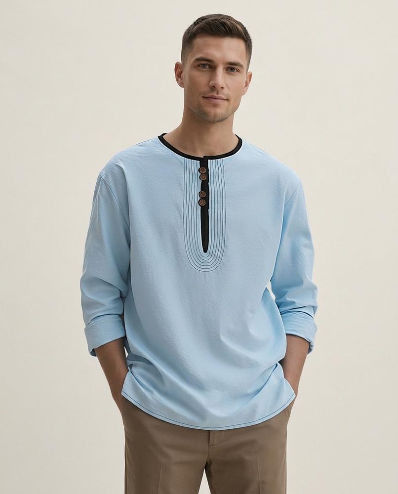 Lands Fashion - Lihot | Henley Neck Long-Sleeved Tunic Men