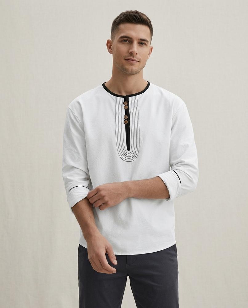 Lands Fashion - Lihot | Henley Neck Long-Sleeved Tunic Men