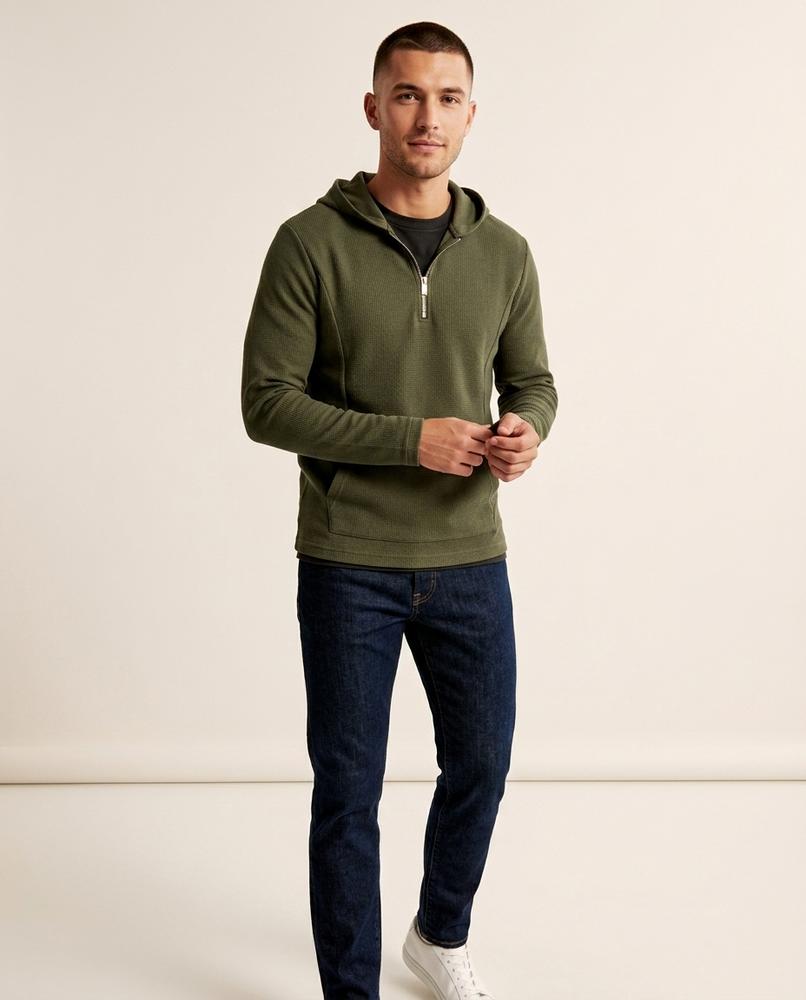 Lands Fashion - Tovet | Waffle-Knit Half-Zip Hoodie Men