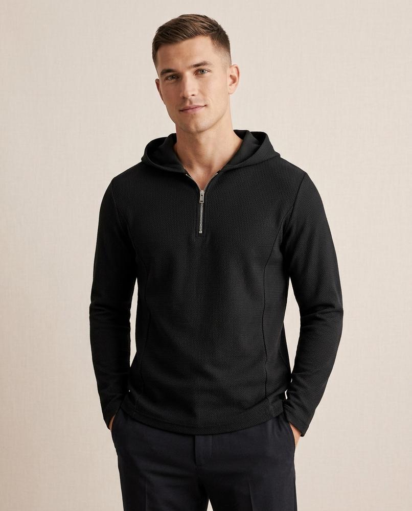Lands Fashion - Tovet | Waffle-Knit Half-Zip Hoodie Men