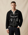 Lands Fashion - Vasov | Graphic Print Henley Neck Sweatshirt Men