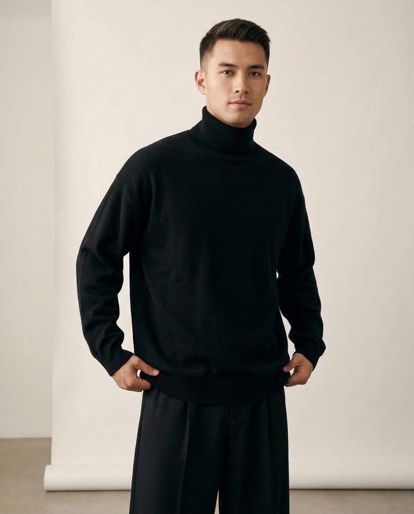 Lands Fashion - Nabir | Fine-Knit Relaxed Fit Turtleneck Sweater Men