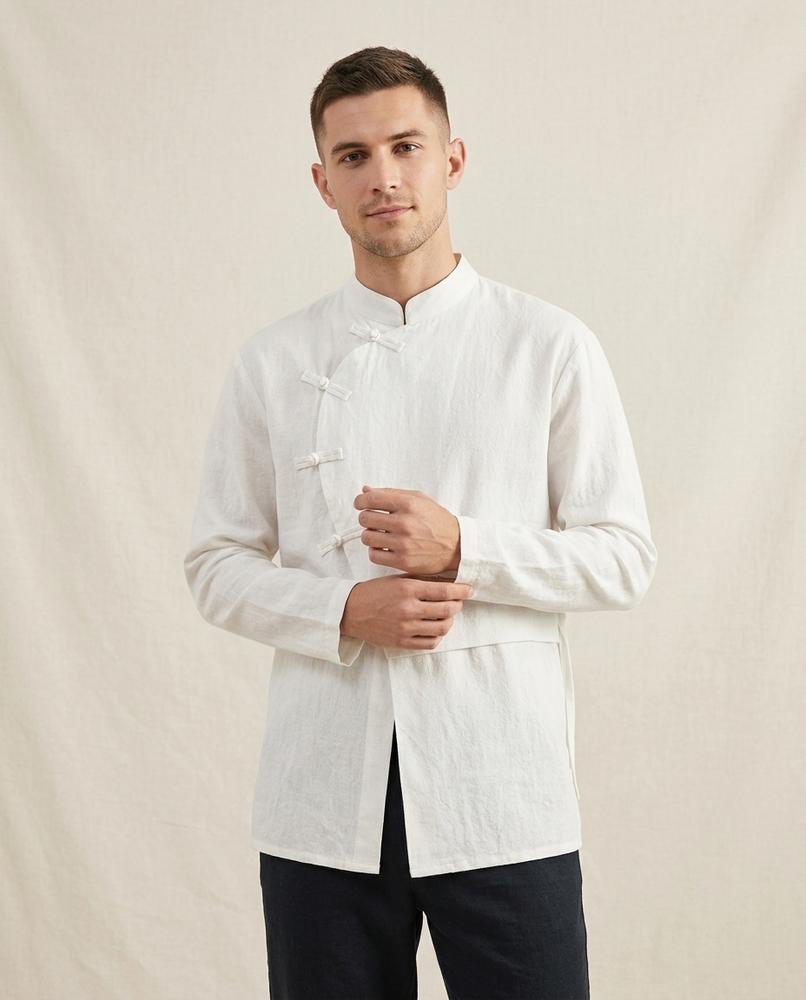 Lands Fashion - Devuk | Asymmetrical Mandarin Collar Shirt Men