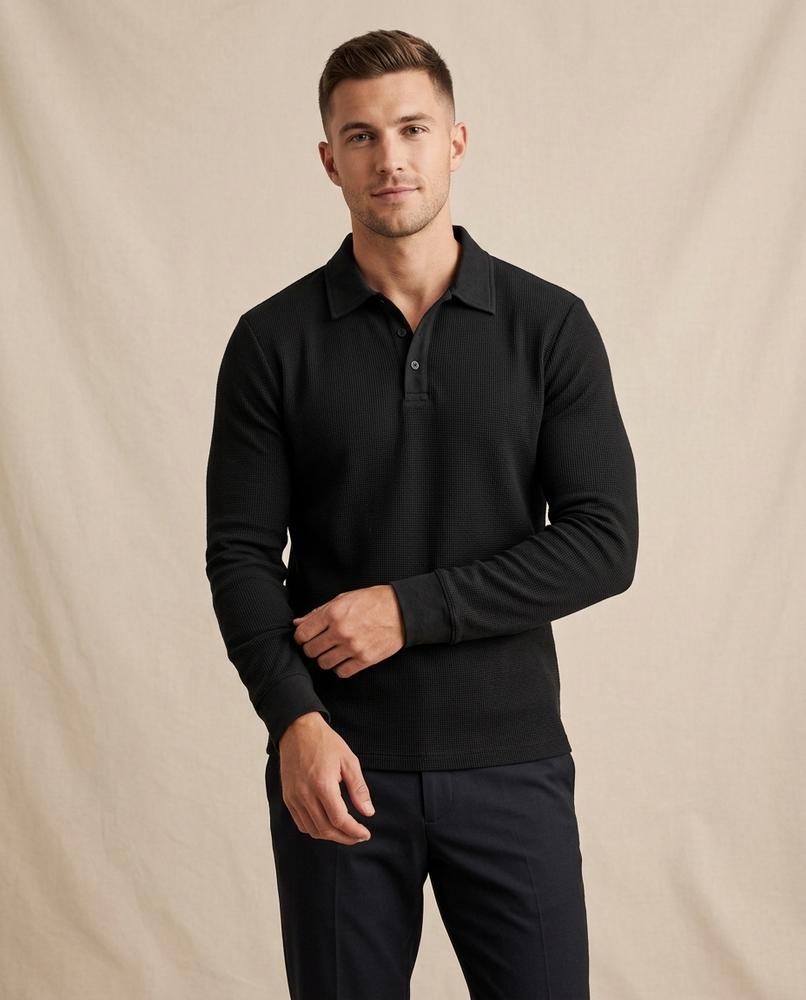 Lands Fashion - Yigit | Waffle-Knit Long-Sleeved Shirt Men