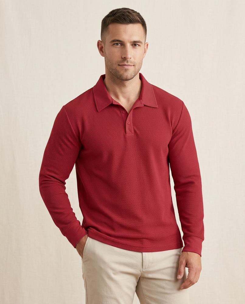 Lands Fashion - Yigit | Waffle-Knit Long-Sleeved Shirt Men