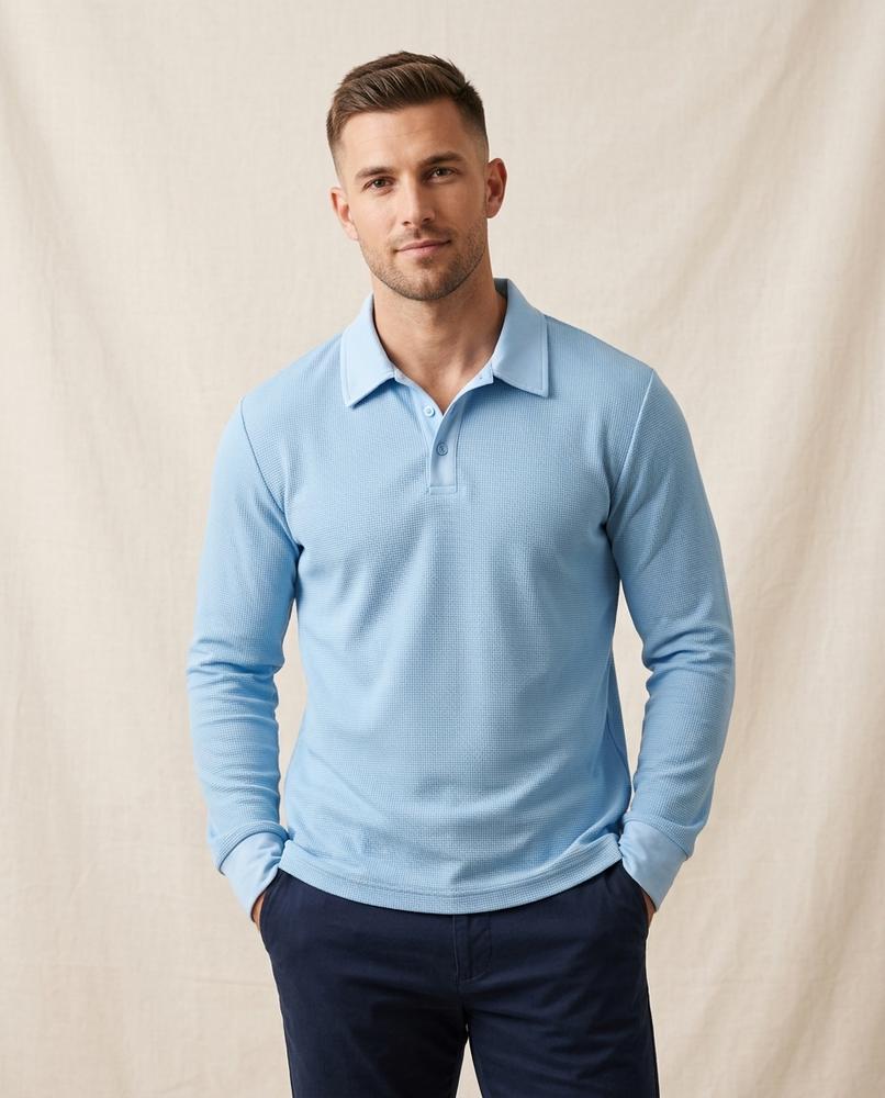 Lands Fashion - Yigit | Waffle-Knit Long-Sleeved Shirt Men
