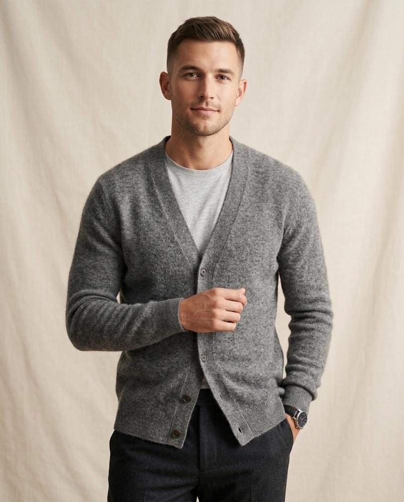 Lands Fashion - Lihol | Fuzzy-Knit V-Neck Cardigan Men