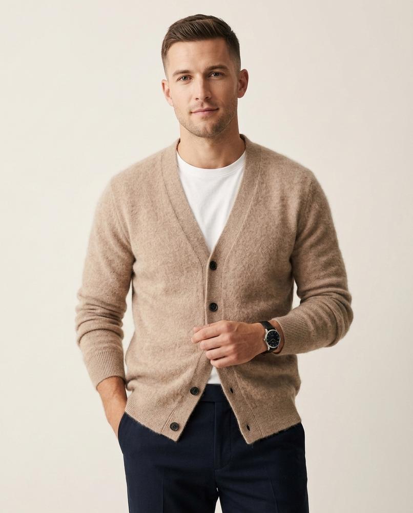 Lands Fashion - Lihol | Fuzzy-Knit V-Neck Cardigan Men