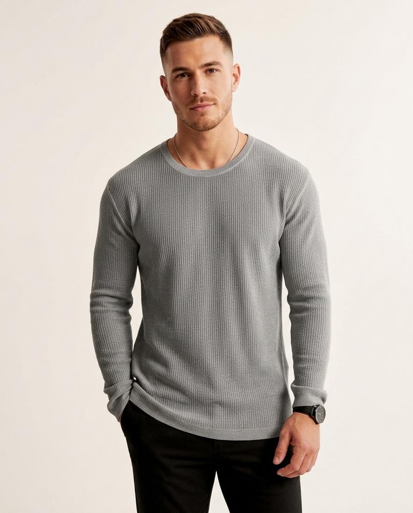 Lands Fashion - Nituk | Waffle-Knit Crewneck Sweater Men