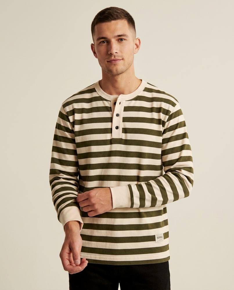 Lands Fashion - Yinid | Striped Henley T-Shirt Men