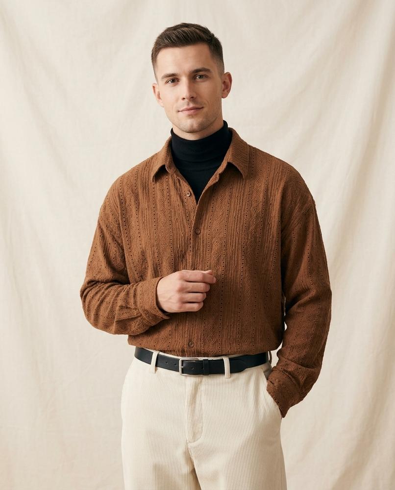 Lands Fashion - Netid | Textured Long-Sleeved Shirt Unisex
