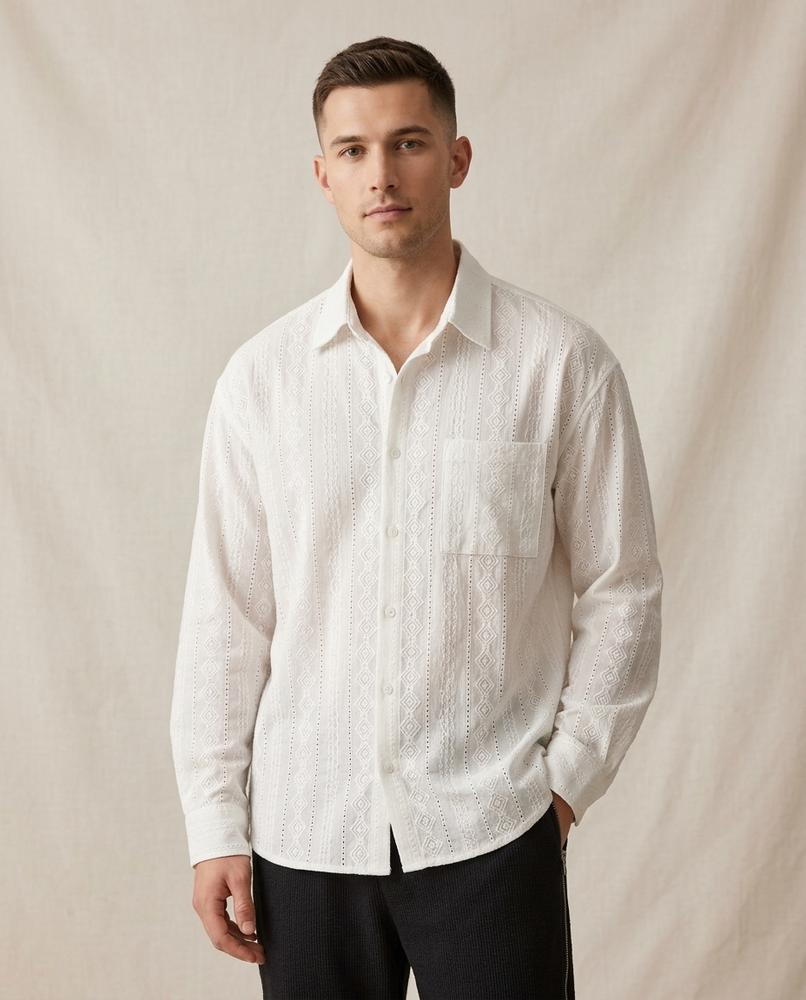 Lands Fashion - Netid | Textured Long-Sleeved Shirt Unisex