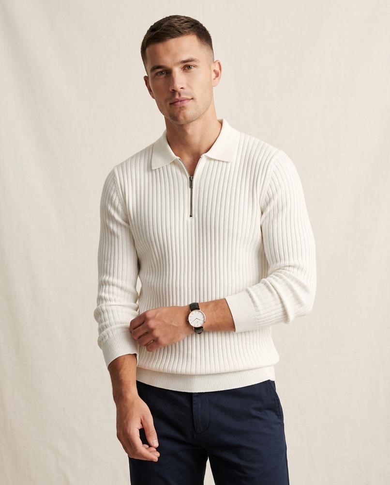 Lands Fashion - Yusad | Rib-Knit Zip-Neck Sweater Men