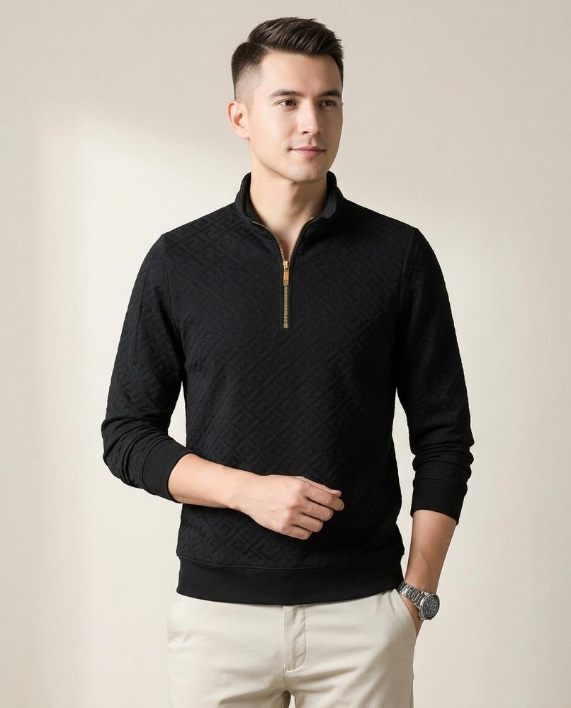 Lands Fashion - Dugus | Quarter-Zip Textured Sweater Men