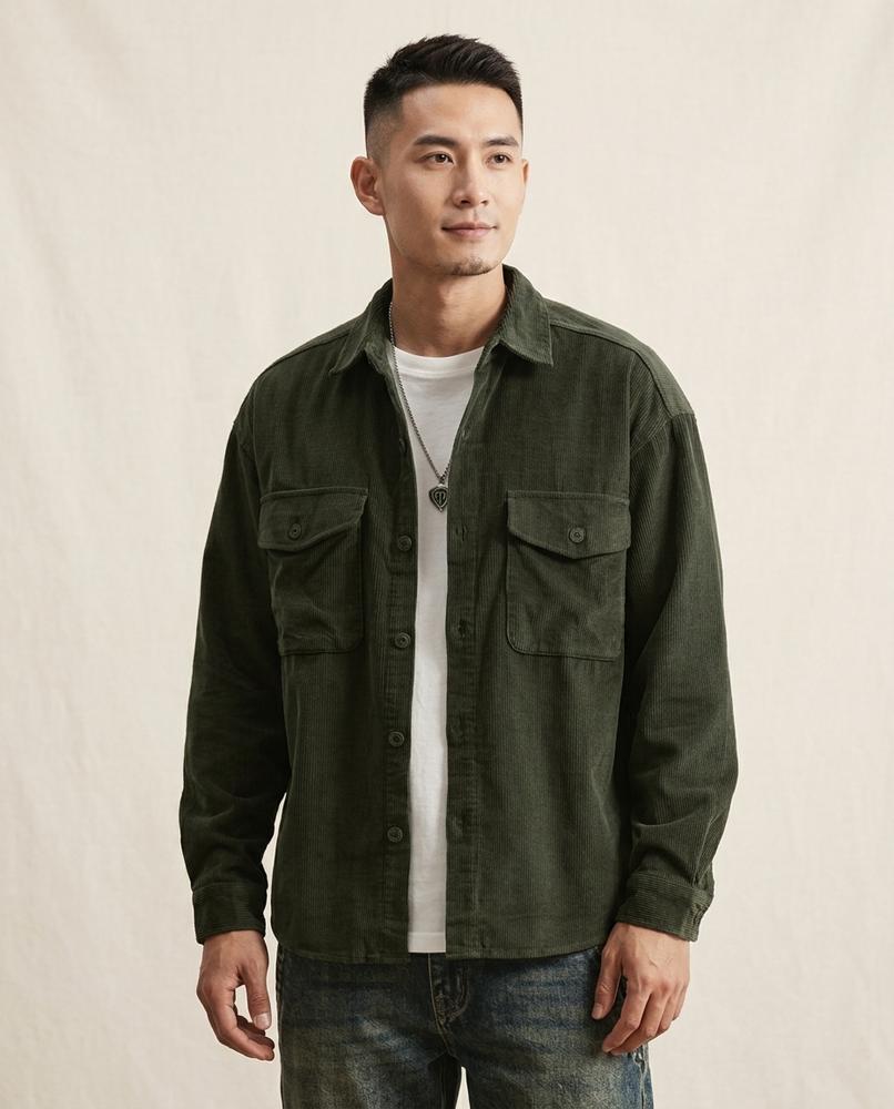Lands Fashion - Lanel | Corduroy Button-Down Shirt Men