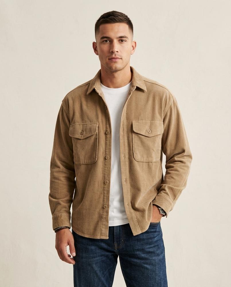 Lands Fashion - Lanel | Corduroy Button-Down Shirt Men