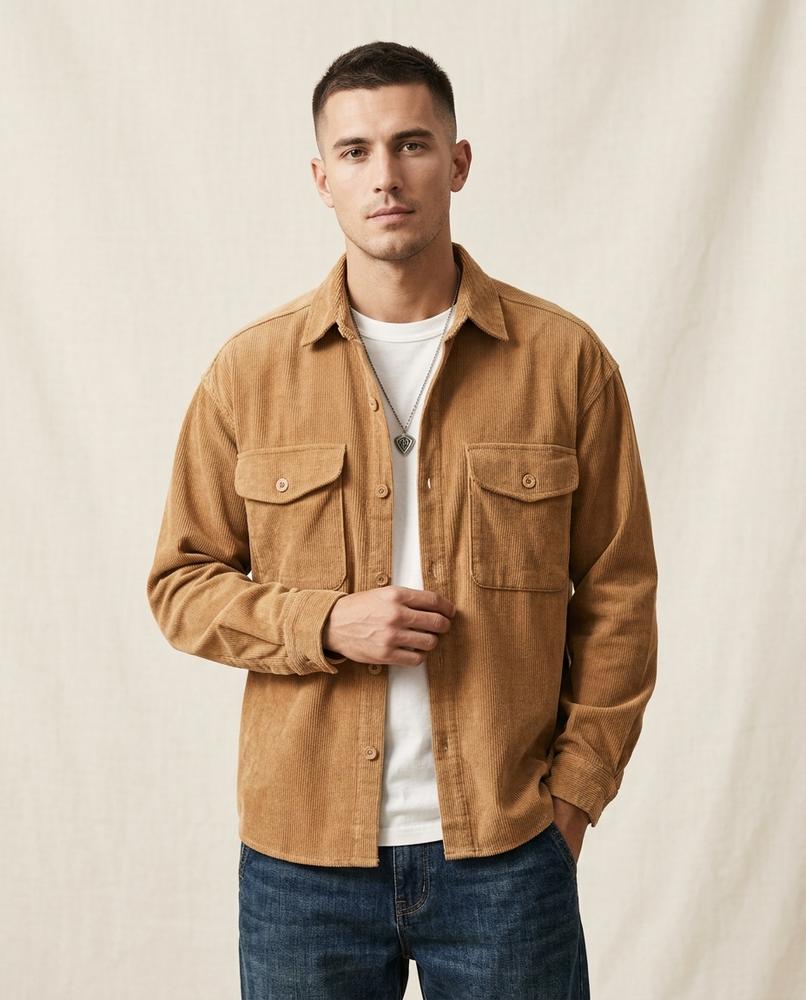 Lands Fashion - Lanel | Corduroy Button-Down Shirt Men