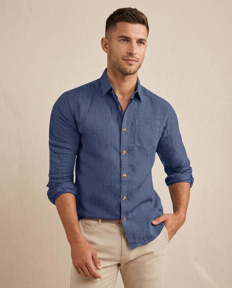 Lands Fashion - Nenot | Linen Long-Sleeved Shirt Men