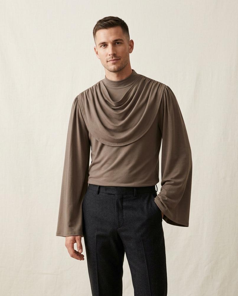 Lands Fashion - Doram | Draped Flared-Sleeve Top Men