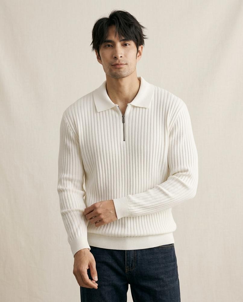 Lands Fashion - Tapul | Rib-Knit Zip-Neck Sweater Men
