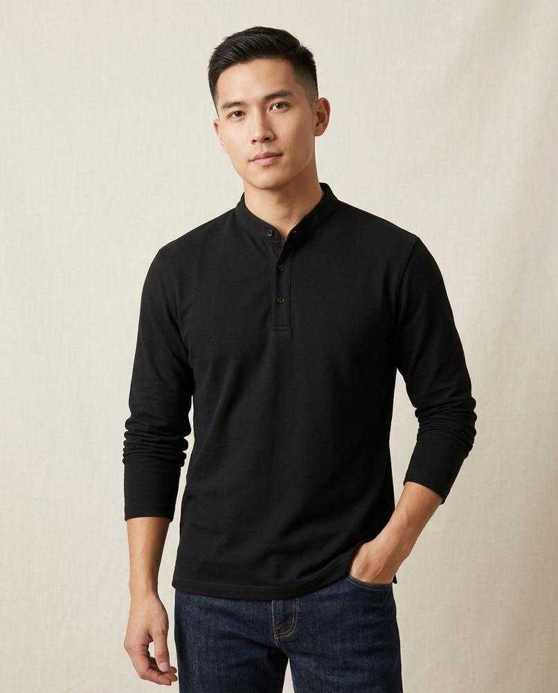 Lands Fashion - Zufer | Band-Collar Textured Shirt Men
