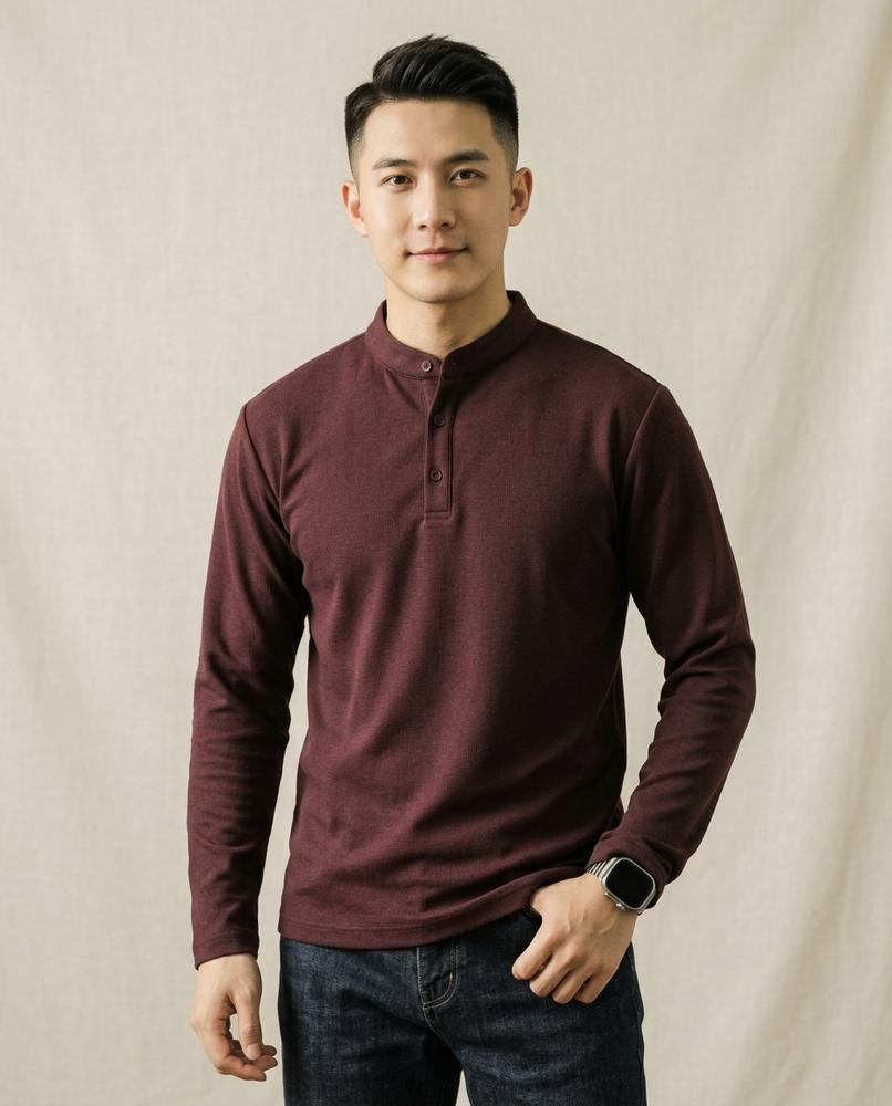 Lands Fashion - Zufer | Band-Collar Textured Shirt Men