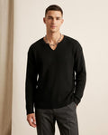 Lands Fashion - Linun | Ribbed Notched Sweater Men