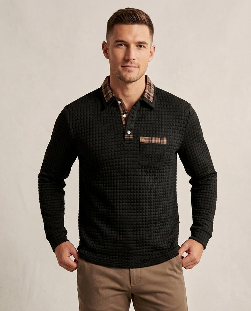Lands Fashion - Tesak | Quilted Contrast-Trim Sweater Men