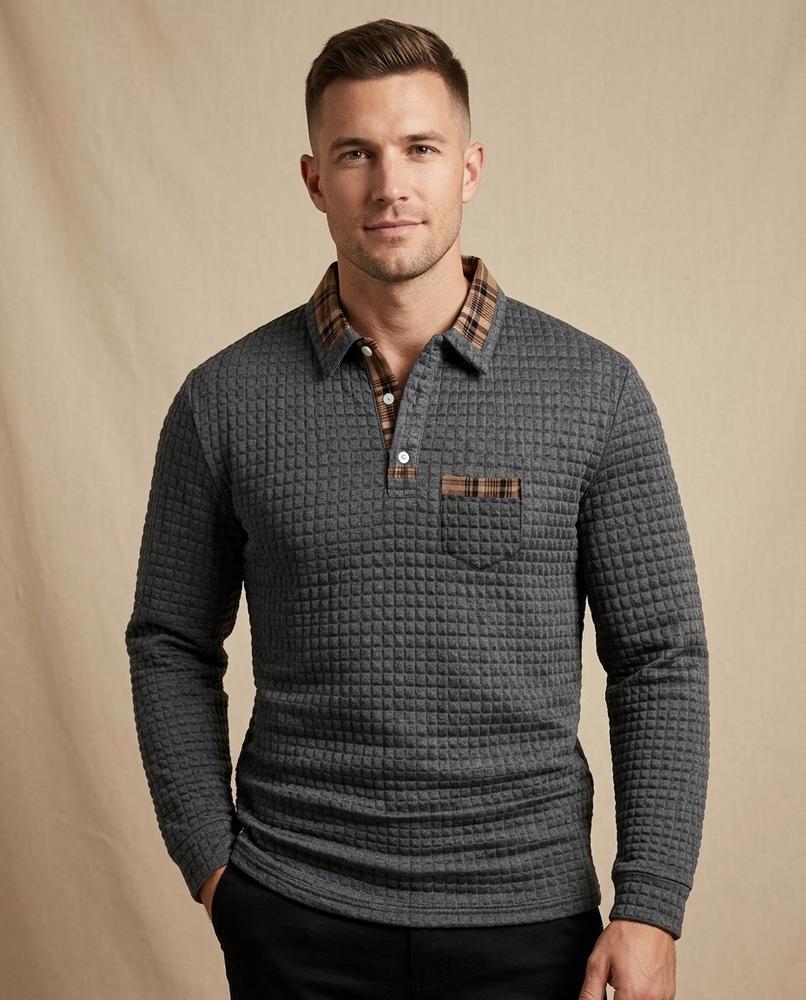 Lands Fashion - Tesak | Quilted Contrast-Trim Sweater Men