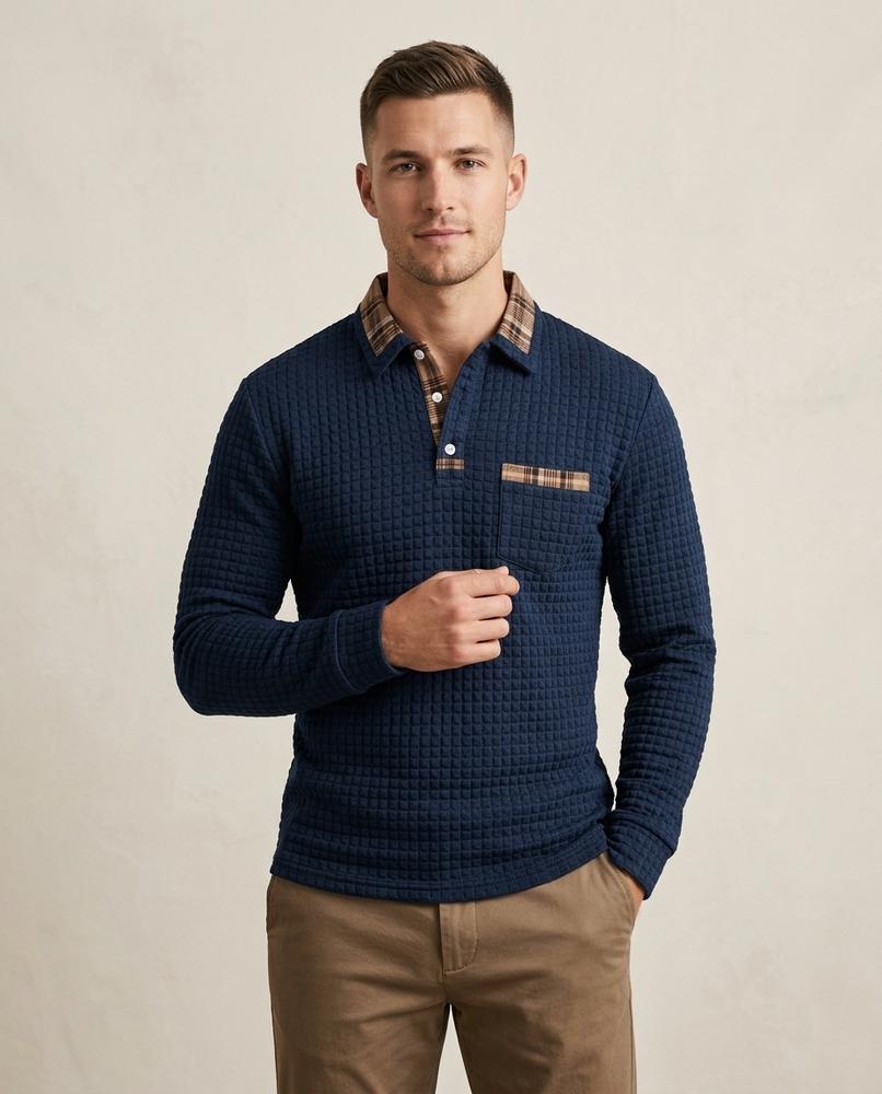 Lands Fashion - Tesak | Quilted Contrast-Trim Sweater Men