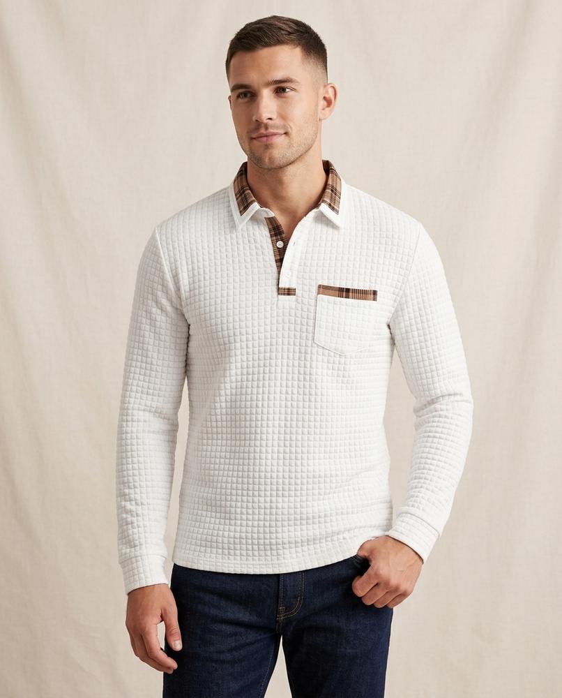 Lands Fashion - Tesak | Quilted Contrast-Trim Sweater Men