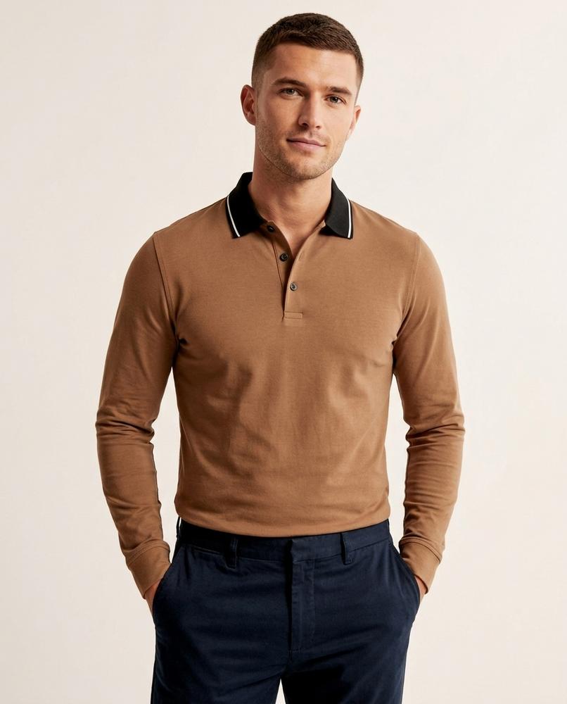 Lands Fashion - Zumun | Long-Sleeved Tipped-Collar Shirt Men