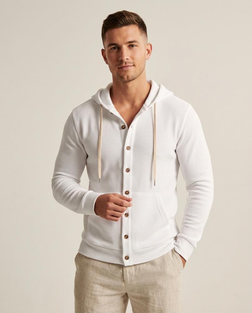 Lands Fashion - Aiwir | Button-Front Textured Hoodie Men