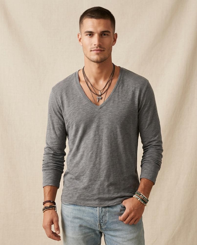 Lands Fashion - Dopir | V-Neck Long-Sleeved T-Shirt Men
