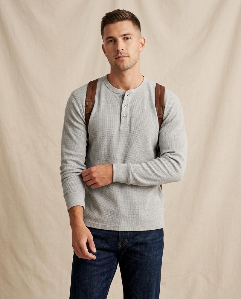 Lands Fashion - Rovum | Waffle-Knit Henley T-Shirt Men