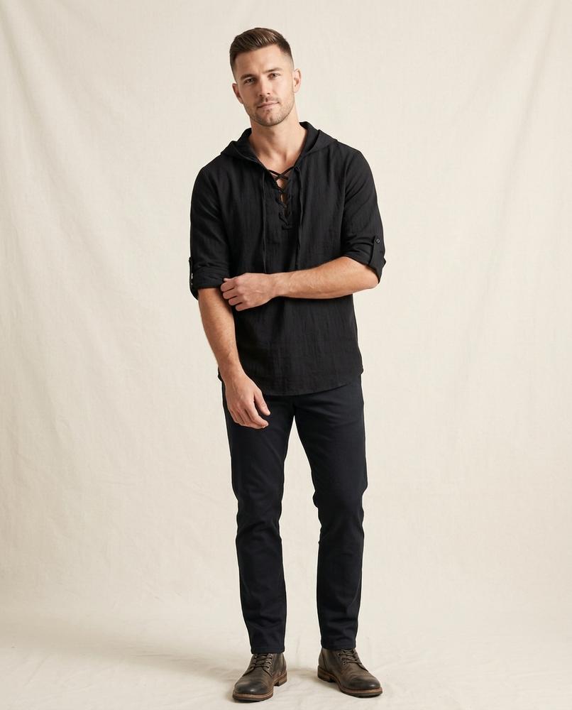 Lands Fashion - Yolum | Lace-Up Hooded Shirt Men