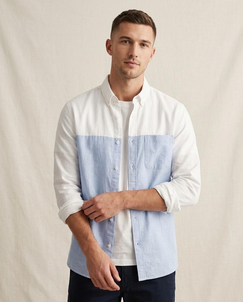 Lands Fashion - Ziniv | Color-Block Button-Down Shirt Men