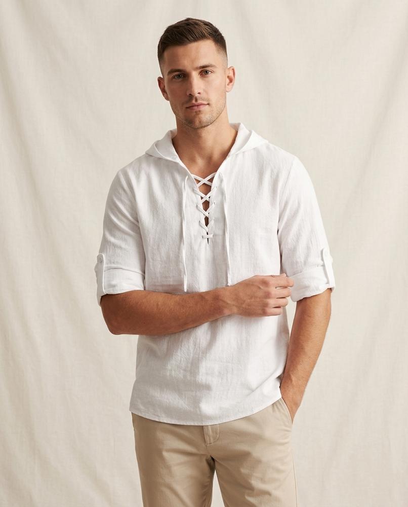 Lands Fashion - Yolum | Lace-Up Hooded Shirt Men