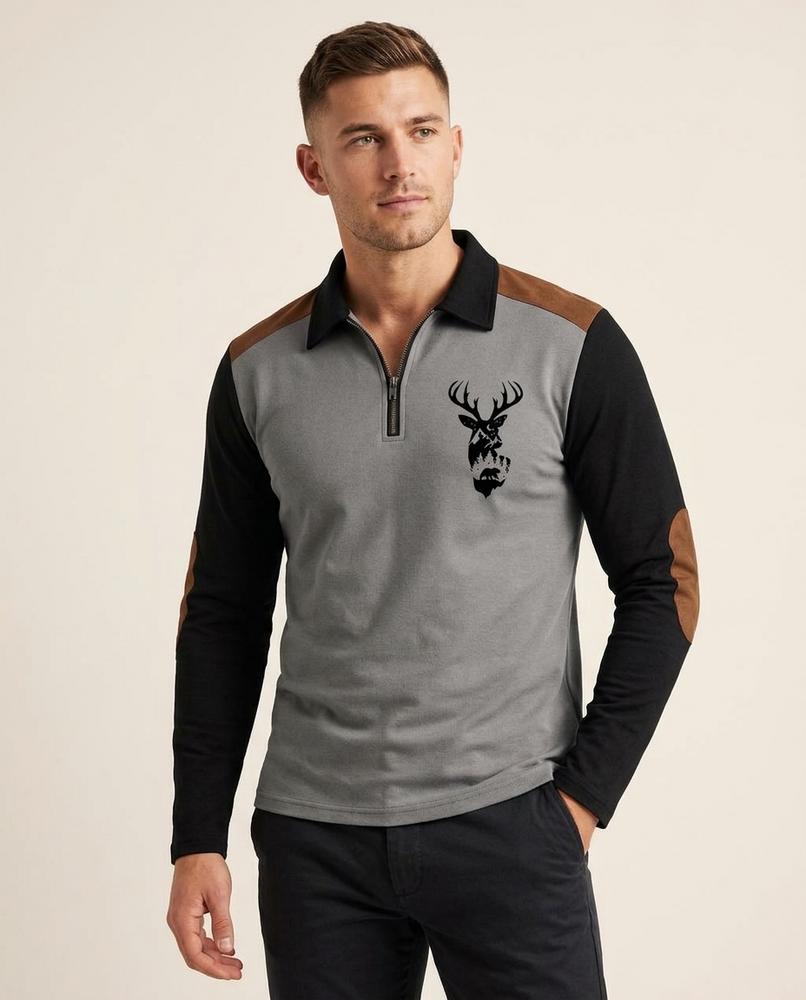 Lands Fashion - Zezel | Color-Block Quarter-Zip Sweatshirt Men