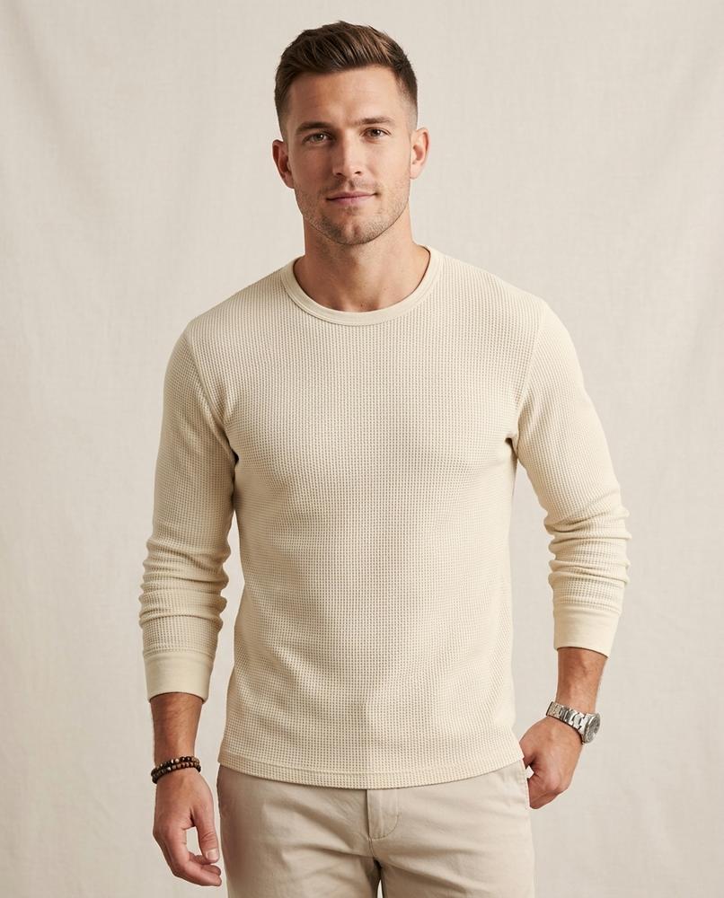 Lands Fashion - Zelos | Waffle-Knit Long-Sleeved Top Men