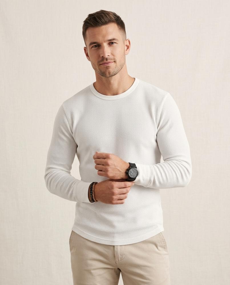 Lands Fashion - Zelos | Waffle-Knit Long-Sleeved Top Men