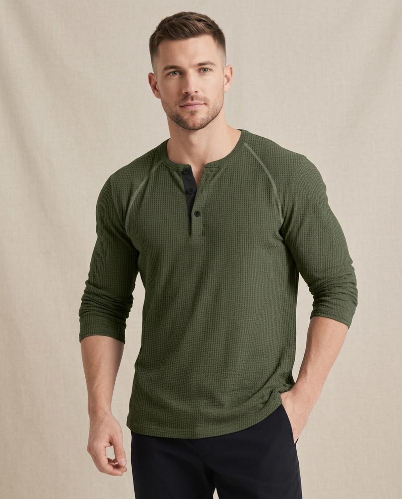 Lands Fashion - Zalek | Waffle-Knit Button-Placket Shirt Men