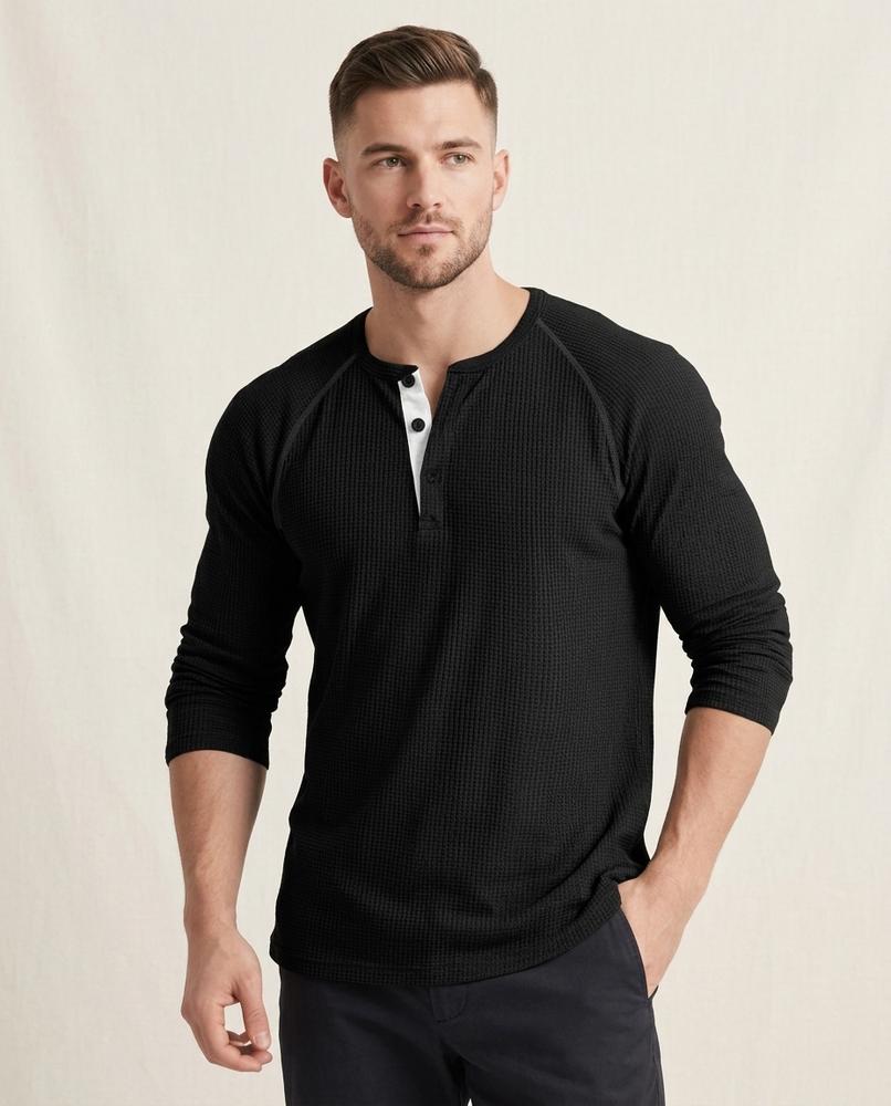 Lands Fashion - Zalek | Waffle-Knit Button-Placket Shirt Men